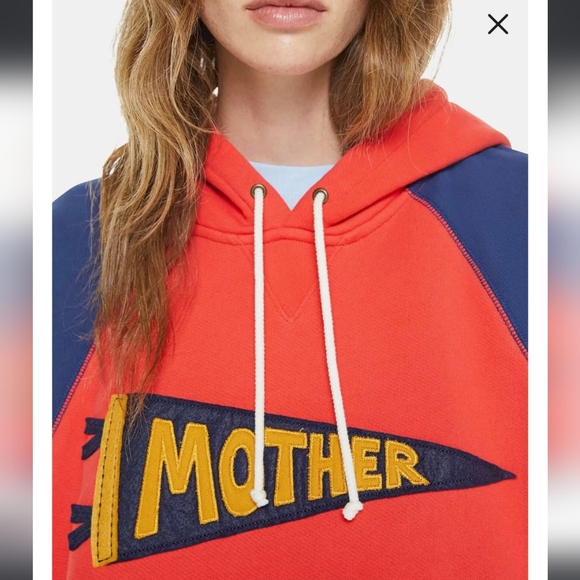 MOTHER Square Color Block Applique  Cotton Hoodie in Mother Pennant sz MED - Picture 4 of 12